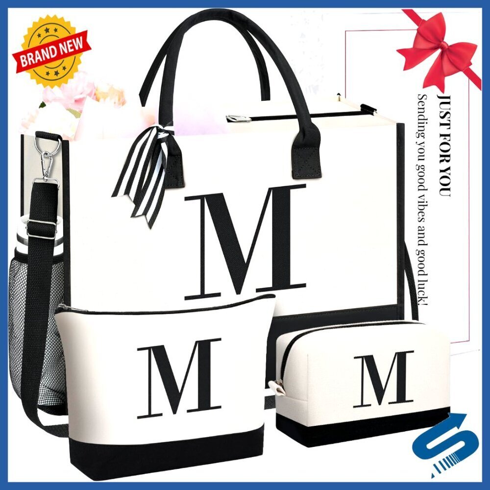 Personalized Monogrammed Tote Bag Elegant Durable Large Capacity Beach Travel